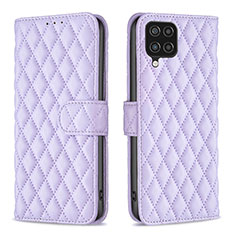 Leather Case Stands Flip Cover Holder B11F for Samsung Galaxy A12 Purple