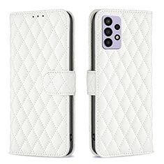 Leather Case Stands Flip Cover Holder B11F for Samsung Galaxy A72 4G White