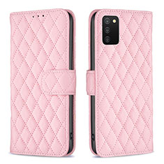 Leather Case Stands Flip Cover Holder B11F for Samsung Galaxy F02S SM-E025F Rose Gold