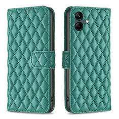 Leather Case Stands Flip Cover Holder B11F for Samsung Galaxy F04 Green