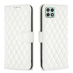 Leather Case Stands Flip Cover Holder B11F for Samsung Galaxy F42 5G White