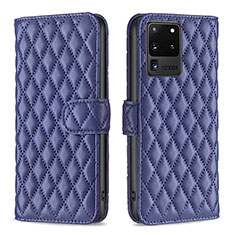 Leather Case Stands Flip Cover Holder B11F for Samsung Galaxy S20 Ultra 5G Blue