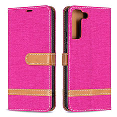 Leather Case Stands Flip Cover Holder B11F for Samsung Galaxy S21 5G Hot Pink