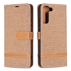 Leather Case Stands Flip Cover Holder B11F for Samsung Galaxy S21 Plus 5G Gold
