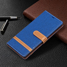 Leather Case Stands Flip Cover Holder B11F for Samsung Galaxy S21 Ultra 5G Navy Blue