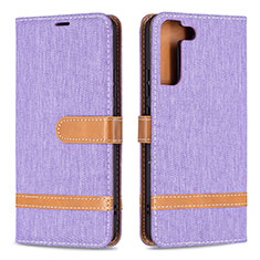 Leather Case Stands Flip Cover Holder B11F for Samsung Galaxy S23 5G Clove Purple