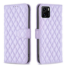 Leather Case Stands Flip Cover Holder B11F for Vivo Y01A Purple