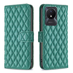 Leather Case Stands Flip Cover Holder B11F for Vivo Y02 Green