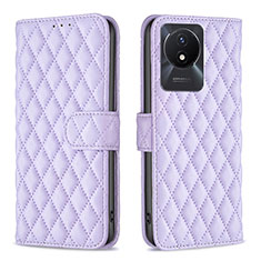 Leather Case Stands Flip Cover Holder B11F for Vivo Y02 Purple