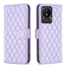 Leather Case Stands Flip Cover Holder B11F for Vivo Y02A Purple