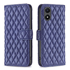 Leather Case Stands Flip Cover Holder B11F for Vivo Y02S Blue