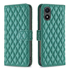 Leather Case Stands Flip Cover Holder B11F for Vivo Y02S Green