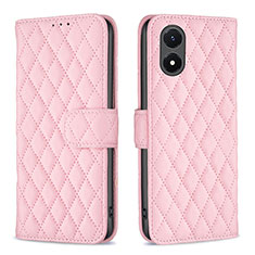 Leather Case Stands Flip Cover Holder B11F for Vivo Y02S Rose Gold