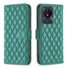 Leather Case Stands Flip Cover Holder B11F for Vivo Y11 (2023) Green