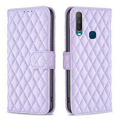 Leather Case Stands Flip Cover Holder B11F for Vivo Y11 Purple