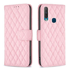 Leather Case Stands Flip Cover Holder B11F for Vivo Y11 Rose Gold