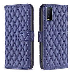 Leather Case Stands Flip Cover Holder B11F for Vivo Y12A Blue