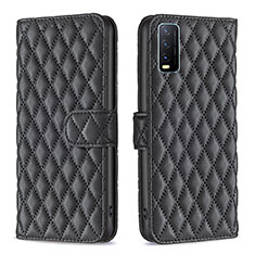 Leather Case Stands Flip Cover Holder B11F for Vivo Y20G Black