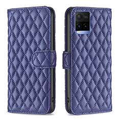 Leather Case Stands Flip Cover Holder B11F for Vivo Y21 Blue