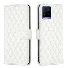 Leather Case Stands Flip Cover Holder B11F for Vivo Y21 White