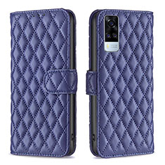 Leather Case Stands Flip Cover Holder B11F for Vivo Y31 (2021) Blue