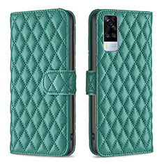 Leather Case Stands Flip Cover Holder B11F for Vivo Y31 (2021) Green