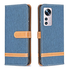 Leather Case Stands Flip Cover Holder B11F for Xiaomi Mi 12S 5G Sky Blue