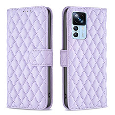 Leather Case Stands Flip Cover Holder B11F for Xiaomi Mi 12T 5G Purple