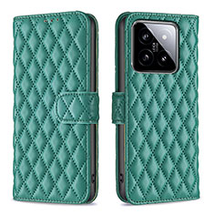 Leather Case Stands Flip Cover Holder B11F for Xiaomi Mi 14 Pro 5G Green