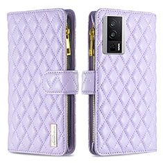 Leather Case Stands Flip Cover Holder B11F for Xiaomi Poco F5 Pro 5G Purple