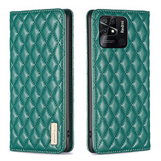 Leather Case Stands Flip Cover Holder B11F for Xiaomi Redmi 10 India Green