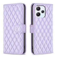 Leather Case Stands Flip Cover Holder B11F for Xiaomi Redmi 12 4G Purple