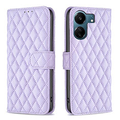 Leather Case Stands Flip Cover Holder B11F for Xiaomi Redmi 13C Purple