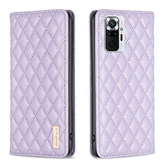 Leather Case Stands Flip Cover Holder B11F for Xiaomi Redmi Note 10 Pro Max Purple