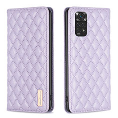 Leather Case Stands Flip Cover Holder B11F for Xiaomi Redmi Note 11 4G (2022) Purple