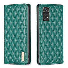 Leather Case Stands Flip Cover Holder B11F for Xiaomi Redmi Note 11S 4G Green