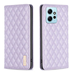 Leather Case Stands Flip Cover Holder B11F for Xiaomi Redmi Note 12 4G Purple