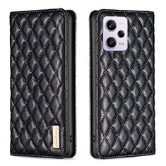 Leather Case Stands Flip Cover Holder B11F for Xiaomi Redmi Note 12 Explorer Black