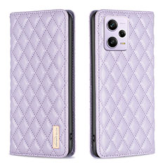 Leather Case Stands Flip Cover Holder B11F for Xiaomi Redmi Note 12 Pro+ Plus 5G Purple