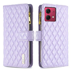 Leather Case Stands Flip Cover Holder B12F for Motorola Moto G84 5G Purple