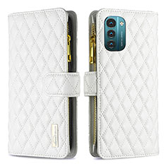 Leather Case Stands Flip Cover Holder B12F for Nokia G21 White