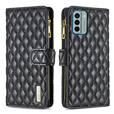 Leather Case Stands Flip Cover Holder B12F for Nokia G22 Black