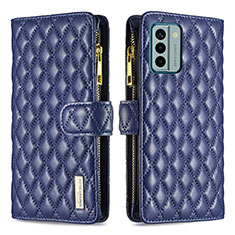 Leather Case Stands Flip Cover Holder B12F for Nokia G22 Blue