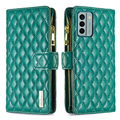 Leather Case Stands Flip Cover Holder B12F for Nokia G22 Green