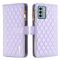 Leather Case Stands Flip Cover Holder B12F for Nokia G22 Purple