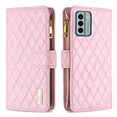 Leather Case Stands Flip Cover Holder B12F for Nokia G22 Rose Gold