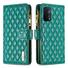 Leather Case Stands Flip Cover Holder B12F for Oppo A54 5G Green