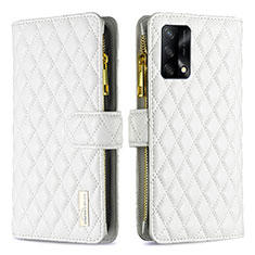 Leather Case Stands Flip Cover Holder B12F for Oppo A74 4G White