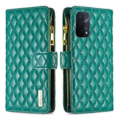 Leather Case Stands Flip Cover Holder B12F for Oppo A74 5G Green