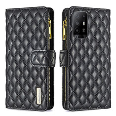 Leather Case Stands Flip Cover Holder B12F for Oppo A94 5G Black